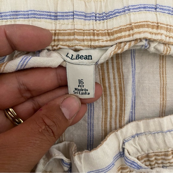 L.L. Bean Linen Pants Women's Size 16 Petite Beige Striped‎ Straight Leg Casual - Picture 5 of 11
